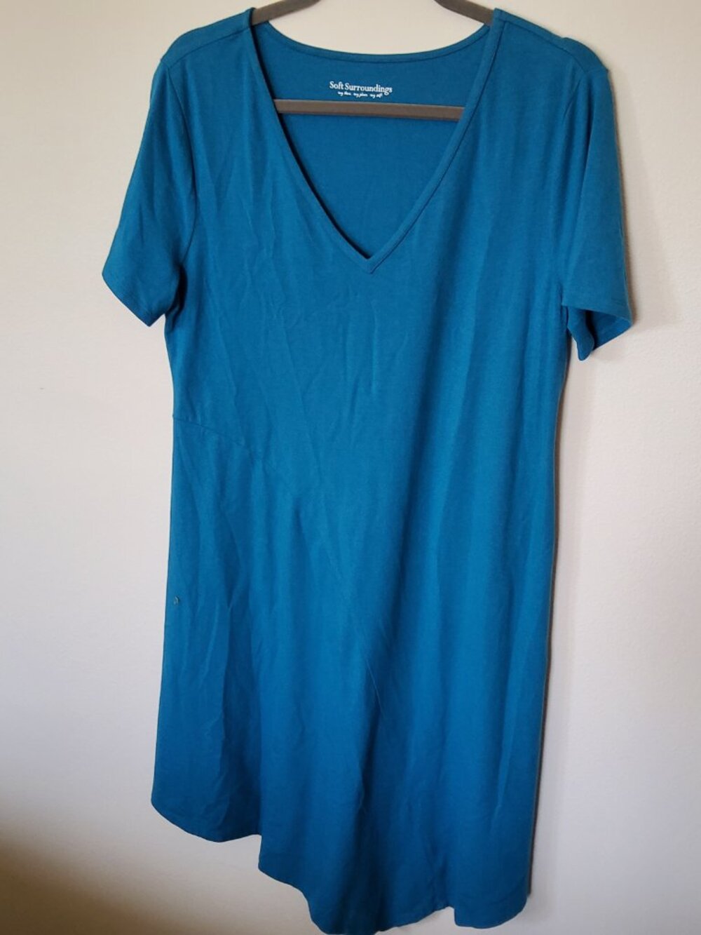 Soft Surrounding Teal V neck short sleeve dress Size M